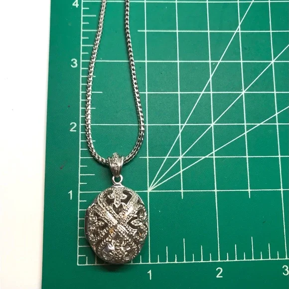 925 Sterling Silver Filigree locket Pendant Necklace size 20” - Picture 14 of 16